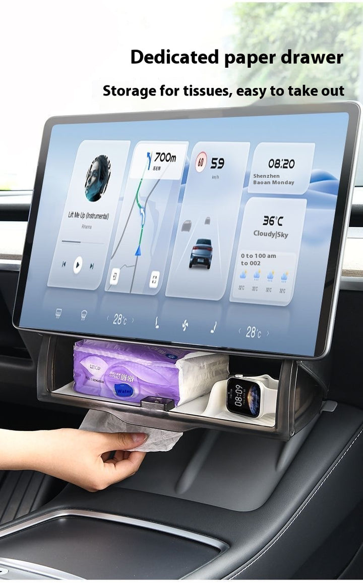 Magnetic Storage Box for Tesla Model Y - Driver Side Mini Glove Box Organizer - Hidden Interior Storage Accessory