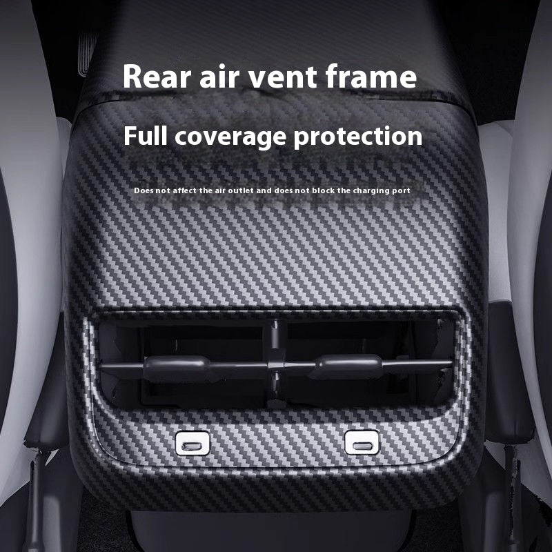 Carbon Fiber Rear Air Vent Cover for Tesla Model 3/Y - Center Console Armrest Protective Trim - Interior Upgrade Accessories