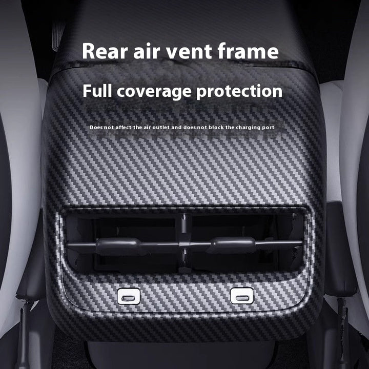 Carbon Fiber Rear Air Vent Cover for Tesla Model 3/Y - Center Console Armrest Protective Trim - Interior Upgrade Accessories