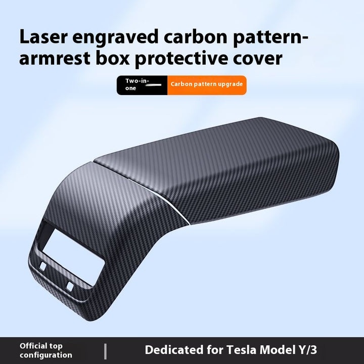 Carbon Fiber Rear Air Vent Cover for Tesla Model 3/Y - Center Console Armrest Protective Trim - Interior Upgrade Accessories