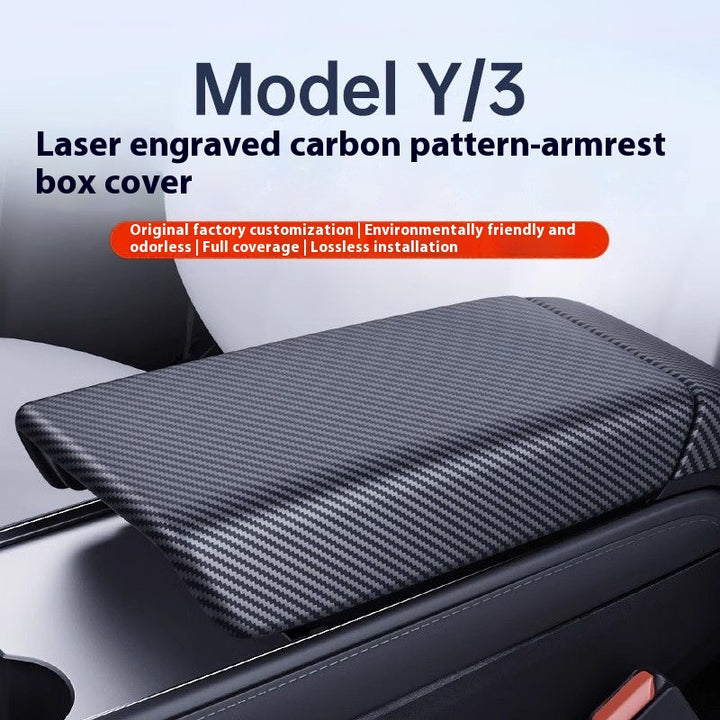 Carbon Fiber Rear Air Vent Cover for Tesla Model 3/Y - Center Console Armrest Protective Trim - Interior Upgrade Accessories