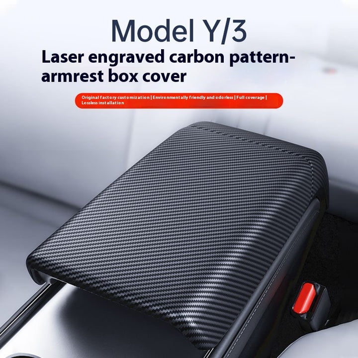 Carbon Fiber Rear Air Vent Cover for Tesla Model 3/Y - Center Console Armrest Protective Trim - Interior Upgrade Accessories
