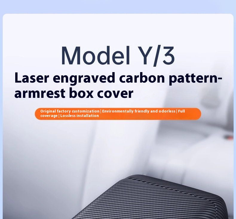 Carbon Fiber Rear Air Vent Cover for Tesla Model 3/Y - Center Console Armrest Protective Trim - Interior Upgrade Accessories