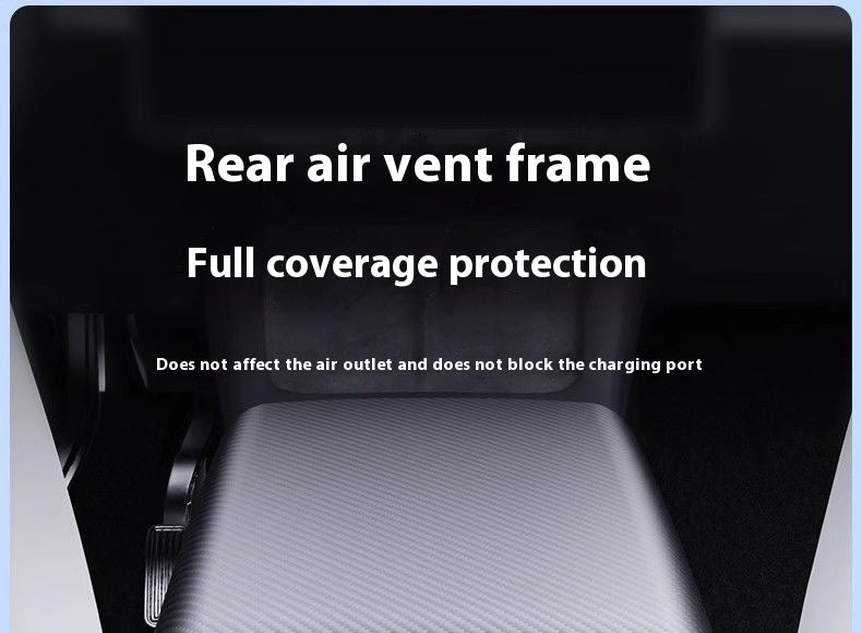Carbon Fiber Rear Air Vent Cover for Tesla Model 3/Y - Center Console Armrest Protective Trim - Interior Upgrade Accessories