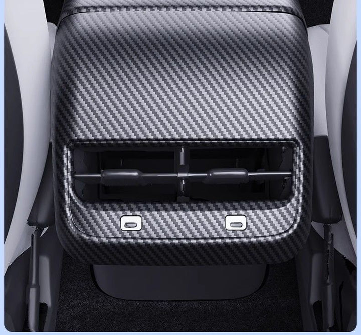 Carbon Fiber Rear Air Vent Cover for Tesla Model 3/Y - Center Console Armrest Protective Trim - Interior Upgrade Accessories