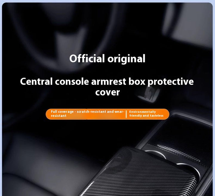 Carbon Fiber Rear Air Vent Cover for Tesla Model 3/Y - Center Console Armrest Protective Trim - Interior Upgrade Accessories