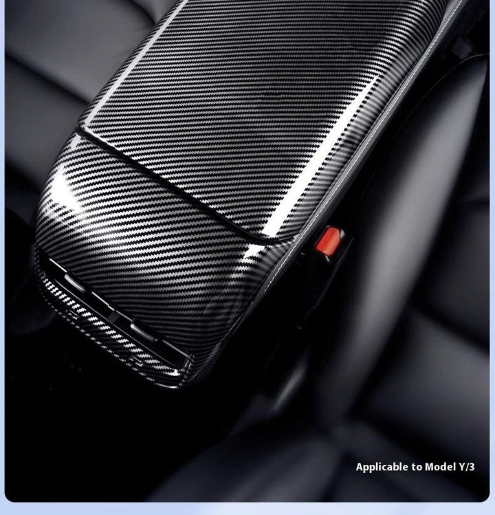 Carbon Fiber Rear Air Vent Cover for Tesla Model 3/Y - Center Console Armrest Protective Trim - Interior Upgrade Accessories