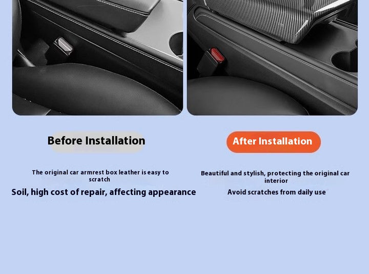 Carbon Fiber Rear Air Vent Cover for Tesla Model 3/Y - Center Console Armrest Protective Trim - Interior Upgrade Accessories