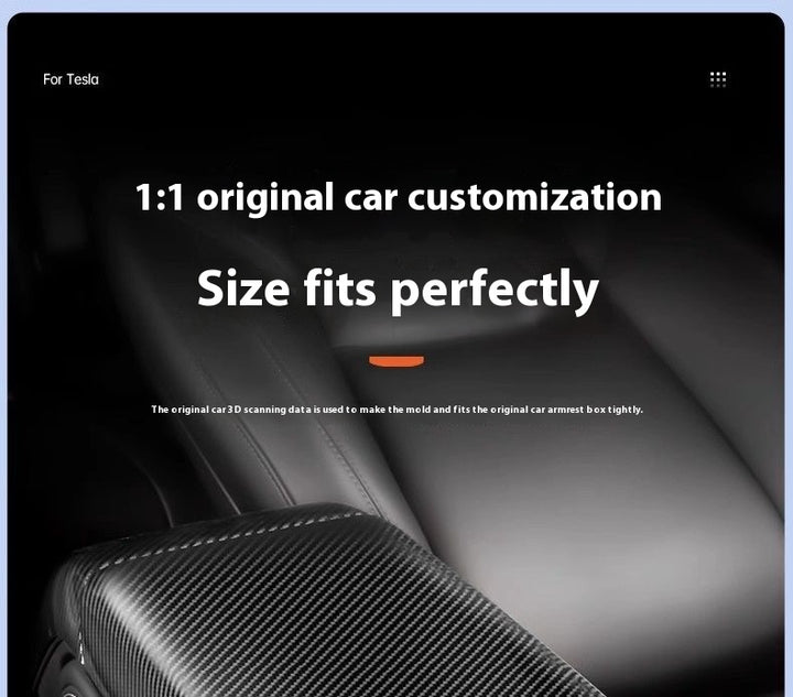 Carbon Fiber Rear Air Vent Cover for Tesla Model 3/Y - Center Console Armrest Protective Trim - Interior Upgrade Accessories