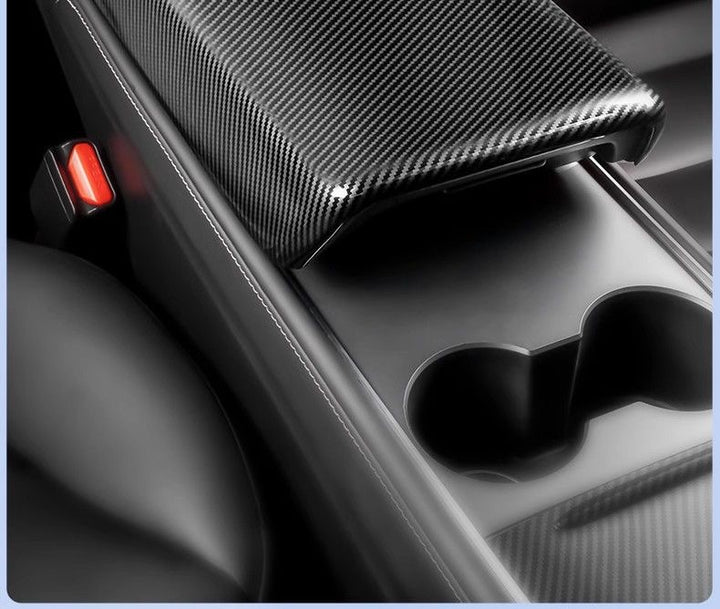 Carbon Fiber Rear Air Vent Cover for Tesla Model 3/Y - Center Console Armrest Protective Trim - Interior Upgrade Accessories