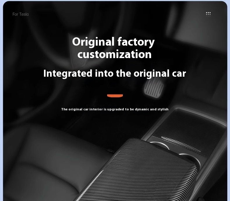 Carbon Fiber Rear Air Vent Cover for Tesla Model 3/Y - Center Console Armrest Protective Trim - Interior Upgrade Accessories