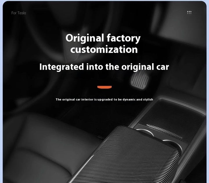 Carbon Fiber Rear Air Vent Cover for Tesla Model 3/Y - Center Console Armrest Protective Trim - Interior Upgrade Accessories