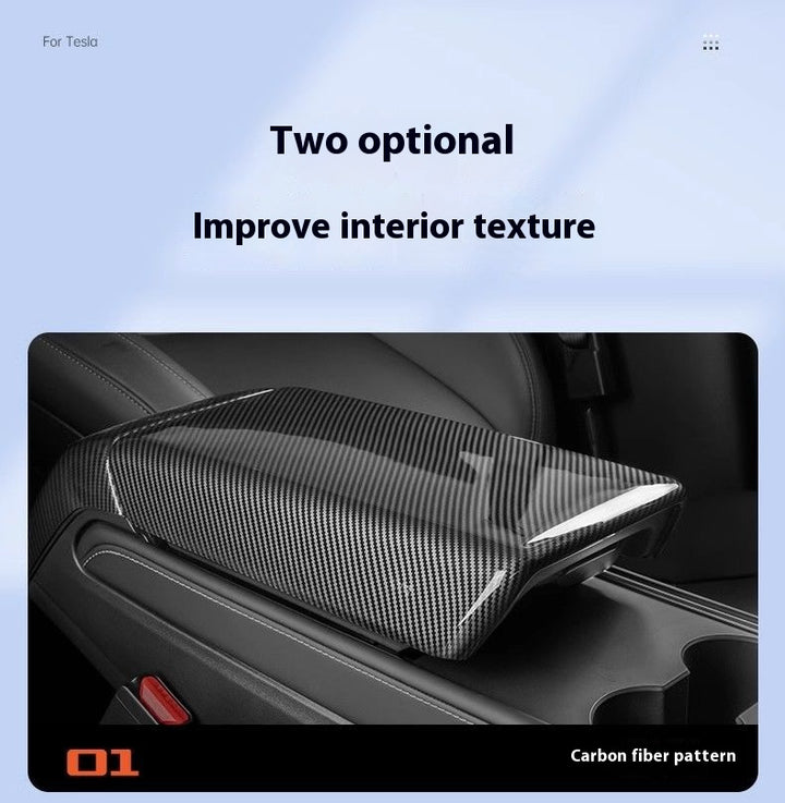 Carbon Fiber Rear Air Vent Cover for Tesla Model 3/Y - Center Console Armrest Protective Trim - Interior Upgrade Accessories