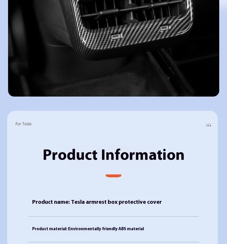 Carbon Fiber Rear Air Vent Cover for Tesla Model 3/Y - Center Console Armrest Protective Trim - Interior Upgrade Accessories