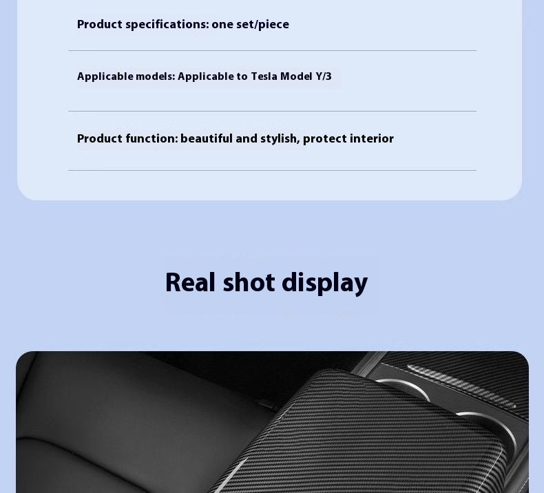 Carbon Fiber Rear Air Vent Cover for Tesla Model 3/Y - Center Console Armrest Protective Trim - Interior Upgrade Accessories
