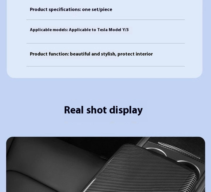 Carbon Fiber Rear Air Vent Cover for Tesla Model 3/Y - Center Console Armrest Protective Trim - Interior Upgrade Accessories