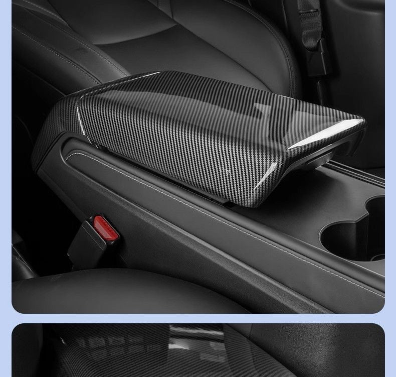 Carbon Fiber Rear Air Vent Cover for Tesla Model 3/Y - Center Console Armrest Protective Trim - Interior Upgrade Accessories
