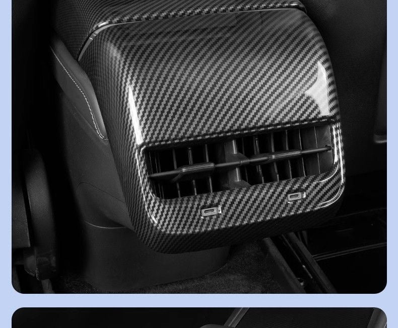 Carbon Fiber Rear Air Vent Cover for Tesla Model 3/Y - Center Console Armrest Protective Trim - Interior Upgrade Accessories