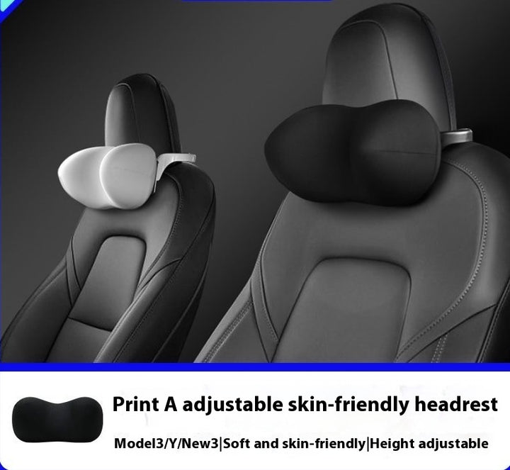 Adjustable Memory Foam Neck Pillow for Tesla Model 3/Y - Soft, Comfortable, Ergonomic Car Headrest Cushion for Neck Support