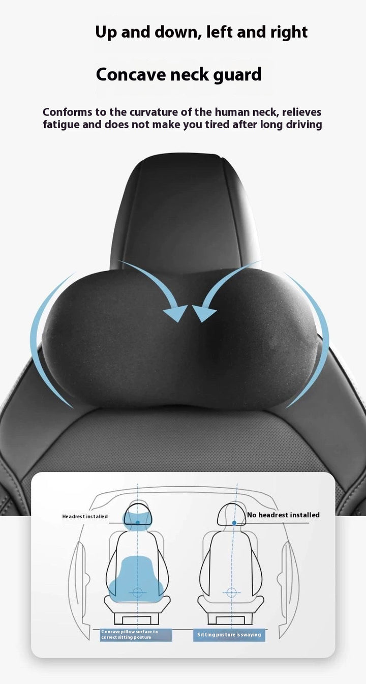 Adjustable Memory Foam Neck Pillow for Tesla Model 3/Y - Soft, Comfortable, Ergonomic Car Headrest Cushion for Neck Support