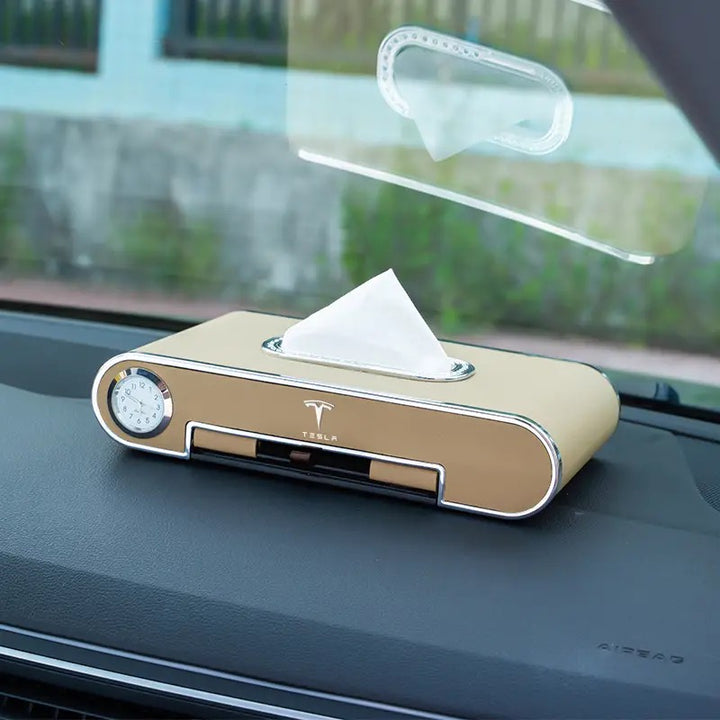 custom Tesla tissue box – luxury car tissue drawer for model 3, model Y, models, model X – premium personalized Tesla interior accessory