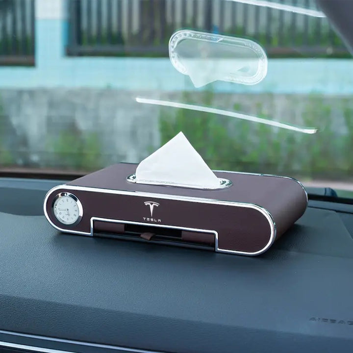 custom Tesla tissue box – luxury car tissue drawer for model 3, model Y, models, model X – premium personalized Tesla interior accessory