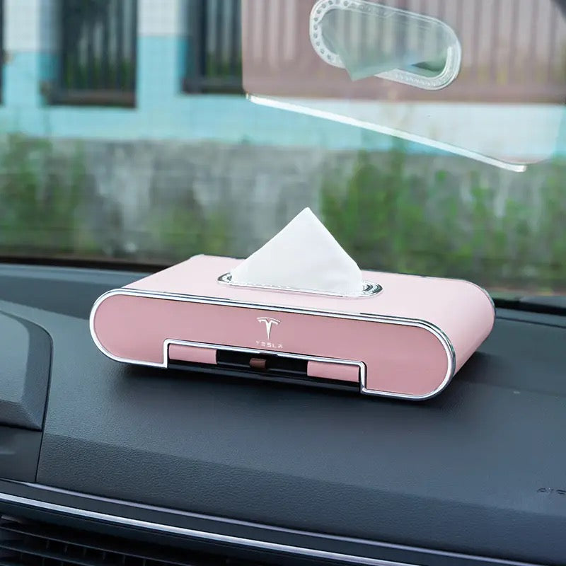 custom Tesla tissue box – luxury car tissue drawer for model 3, model Y, models, model X – premium personalized Tesla interior accessory