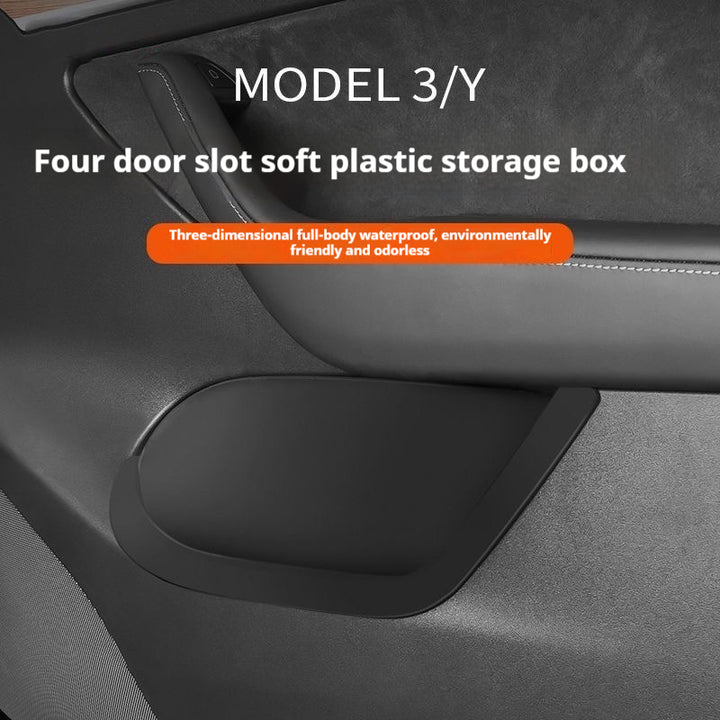Tesla model Y custom door storage box with slot pad – interiors IDE organizer & modification accessory set