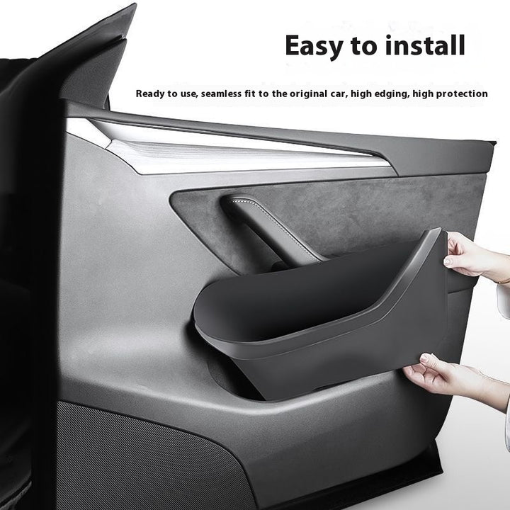 Tesla model Y custom door storage box with slot pad – interiors IDE organizer & modification accessory set