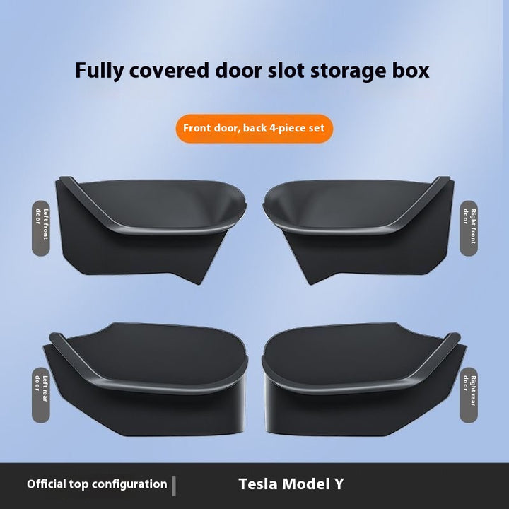 Tesla model Y custom door storage box with slot pad – interiors IDE organizer & modification accessory set