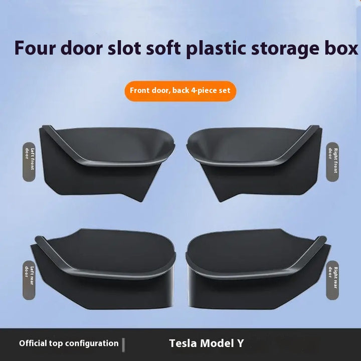 Tesla model Y custom door storage box with slot pad – interiors IDE organizer & modification accessory set