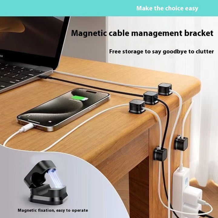 Magnetic Cable Organizer Clip - Multi-Function Desktop Cable Holder for USB, Charging Cables, Headphones - Portable Universal Magnetic Cable Management Base