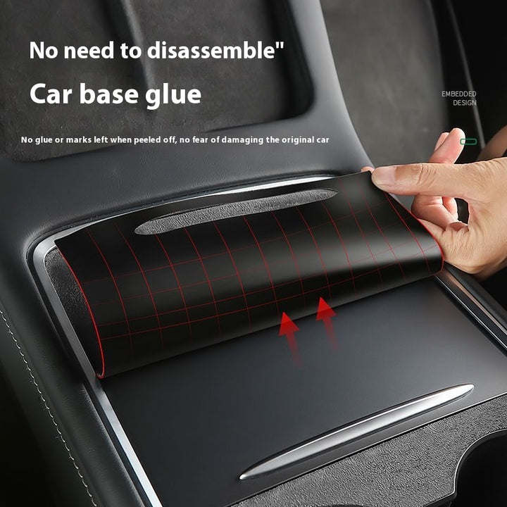 Tesla Model 3/Y Center Console Protective Film with Flip Leather Cover – Interior Modification Sticker Accessory