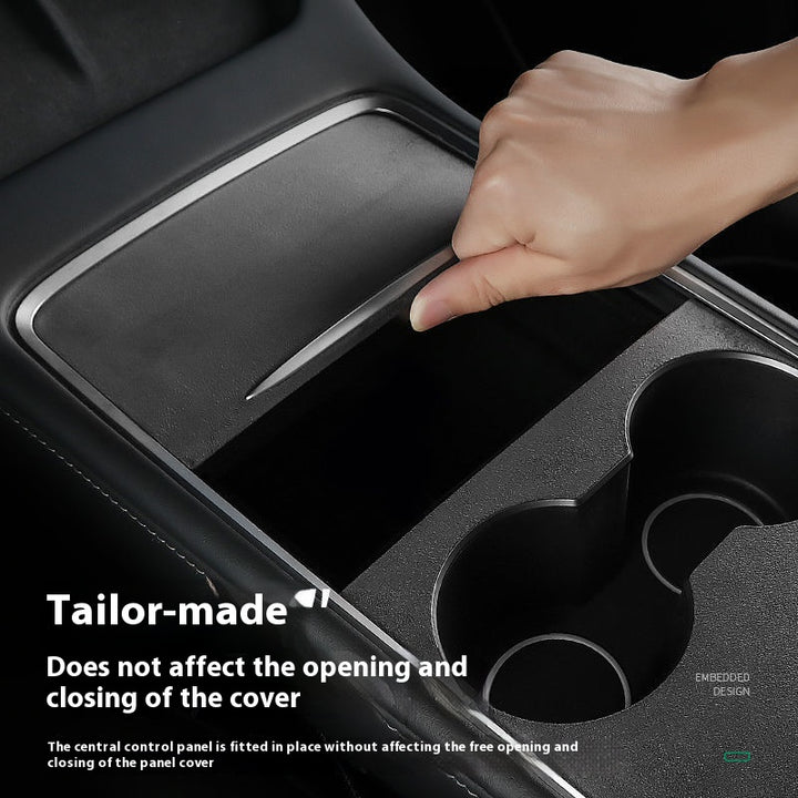 Tesla Model 3/Y Center Console Protective Film with Flip Leather Cover – Interior Modification Sticker Accessory