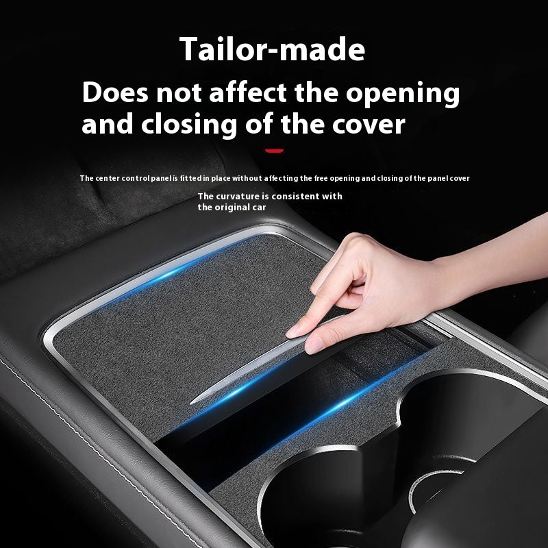 Tesla Model 3/Y Center Console Protective Film with Flip Leather Cover – Interior Modification Sticker Accessory