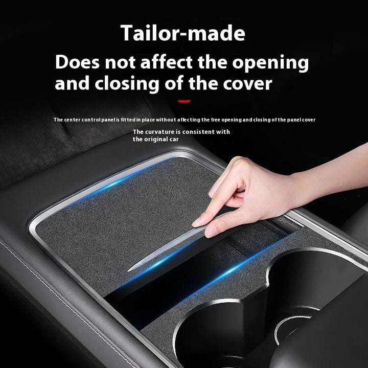 Tesla Model 3/Y Center Console Protective Film with Flip Leather Cover – Interior Modification Sticker Accessory