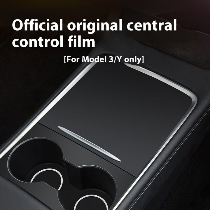 Tesla Model 3/Y Center Console Protective Film with Flip Leather Cover – Interior Modification Sticker Accessory