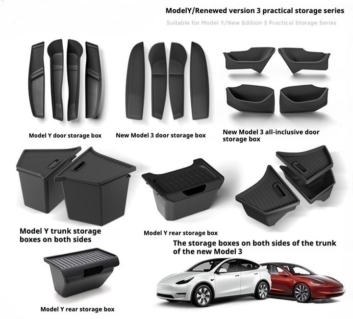 Tesla's new Model 3/Y/X/S door storage box full TPE door slot storage box accessories