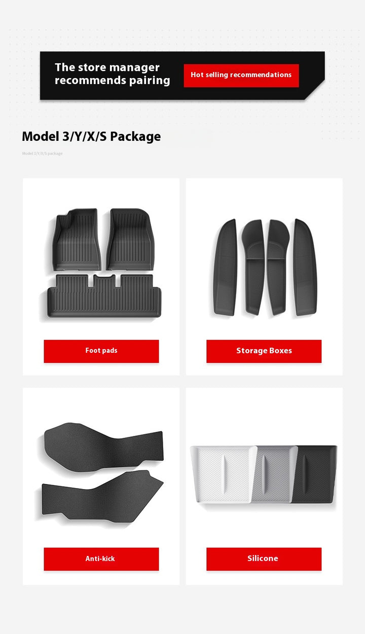 Tesla's new Model 3/Y/X/S door storage box full TPE door slot storage box accessories