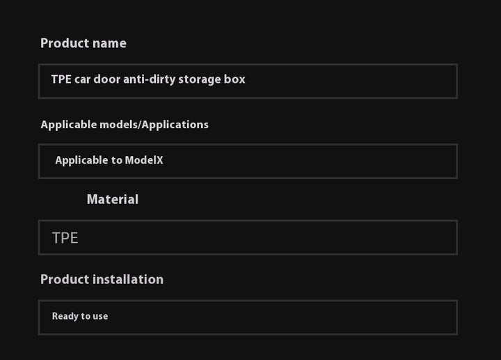 Tesla's new Model 3/Y/X/S door storage box full TPE door slot storage box accessories