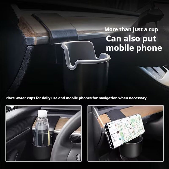 Tesla model 3/Y dashboard storage box cupholder organizer – personalized snap-on car accessory, custom fit console tray