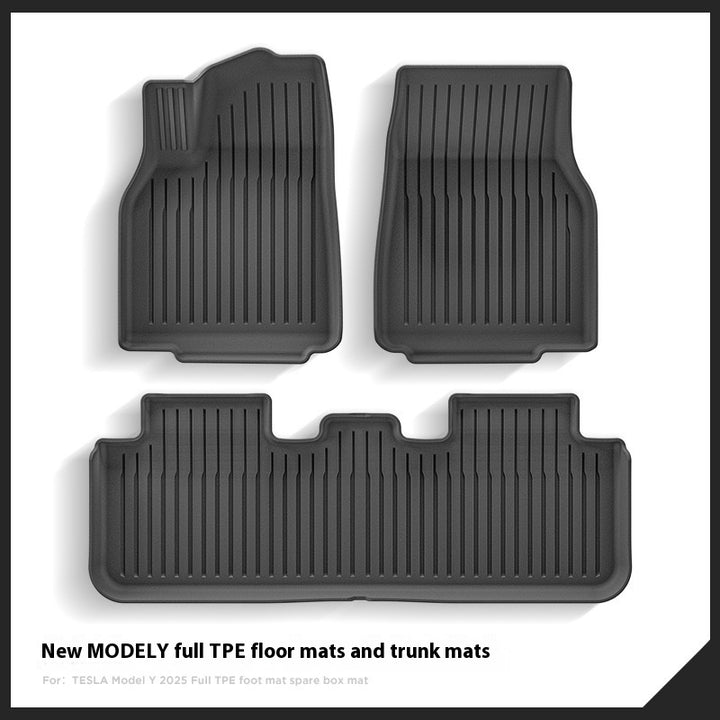 2025 Tesla Model Y All-Weather TPE Floor Mats and Trunk Mat Set - Suitable for both left and right drive, providing comprehensive interior protection