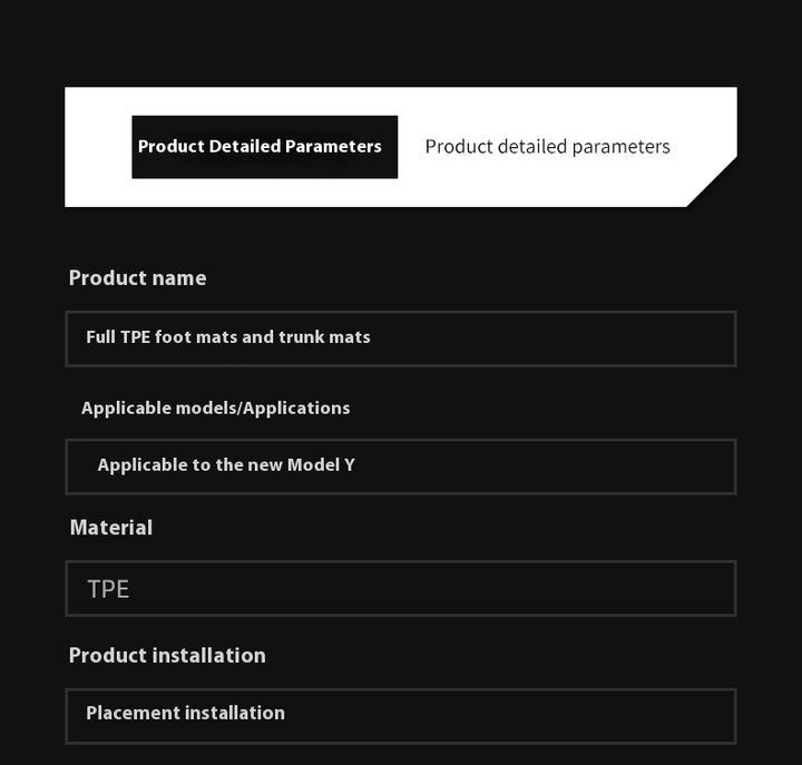2025 Tesla Model Y All-Weather TPE Floor Mats and Trunk Mat Set - Suitable for both left and right drive, providing comprehensive interior protection