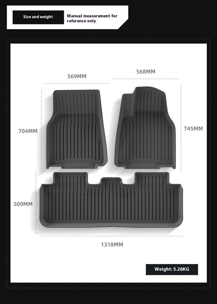 2025 Tesla Model Y All-Weather TPE Floor Mats and Trunk Mat Set - Suitable for both left and right drive, providing comprehensive interior protection