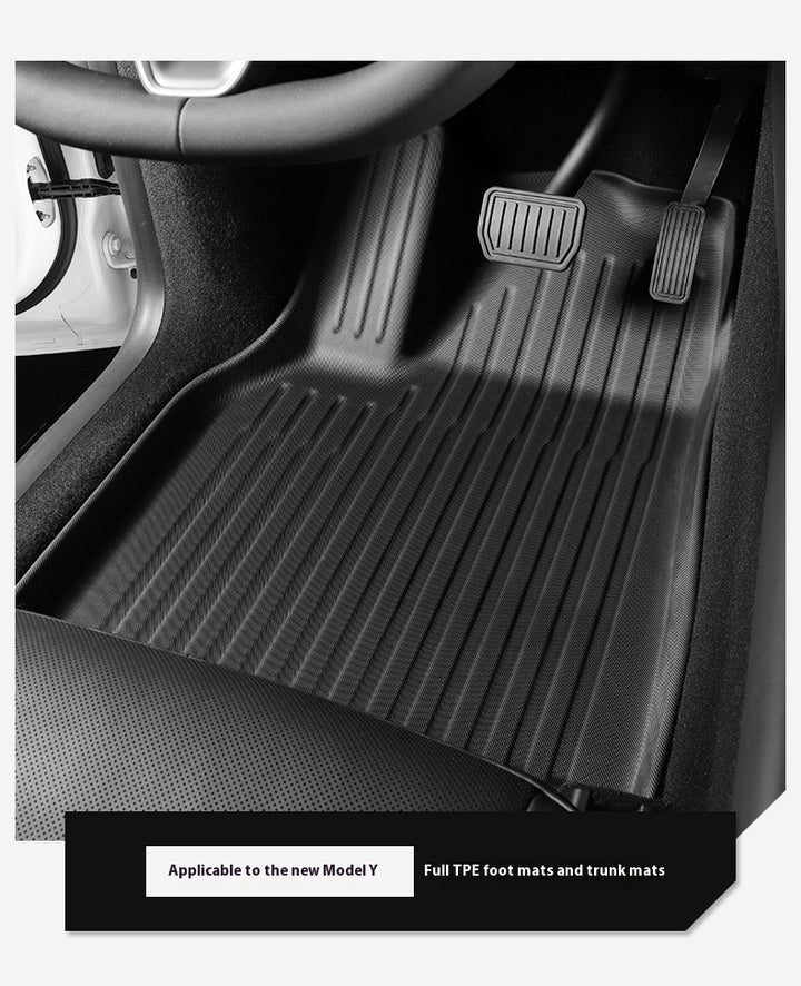 2025 Tesla Model Y All-Weather TPE Floor Mats and Trunk Mat Set - Suitable for both left and right drive, providing comprehensive interior protection