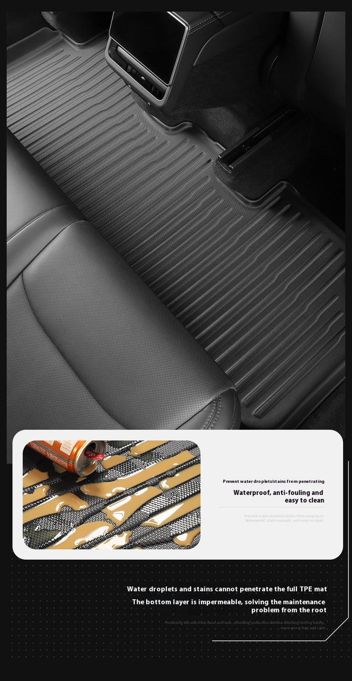 2025 Tesla Model Y All-Weather TPE Floor Mats and Trunk Mat Set - Suitable for both left and right drive, providing comprehensive interior protection