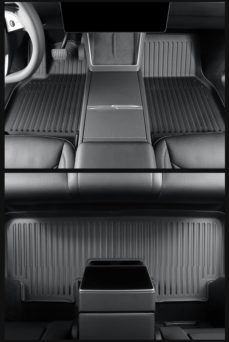 2025 Tesla Model Y All-Weather TPE Floor Mats and Trunk Mat Set - Suitable for both left and right drive, providing comprehensive interior protection
