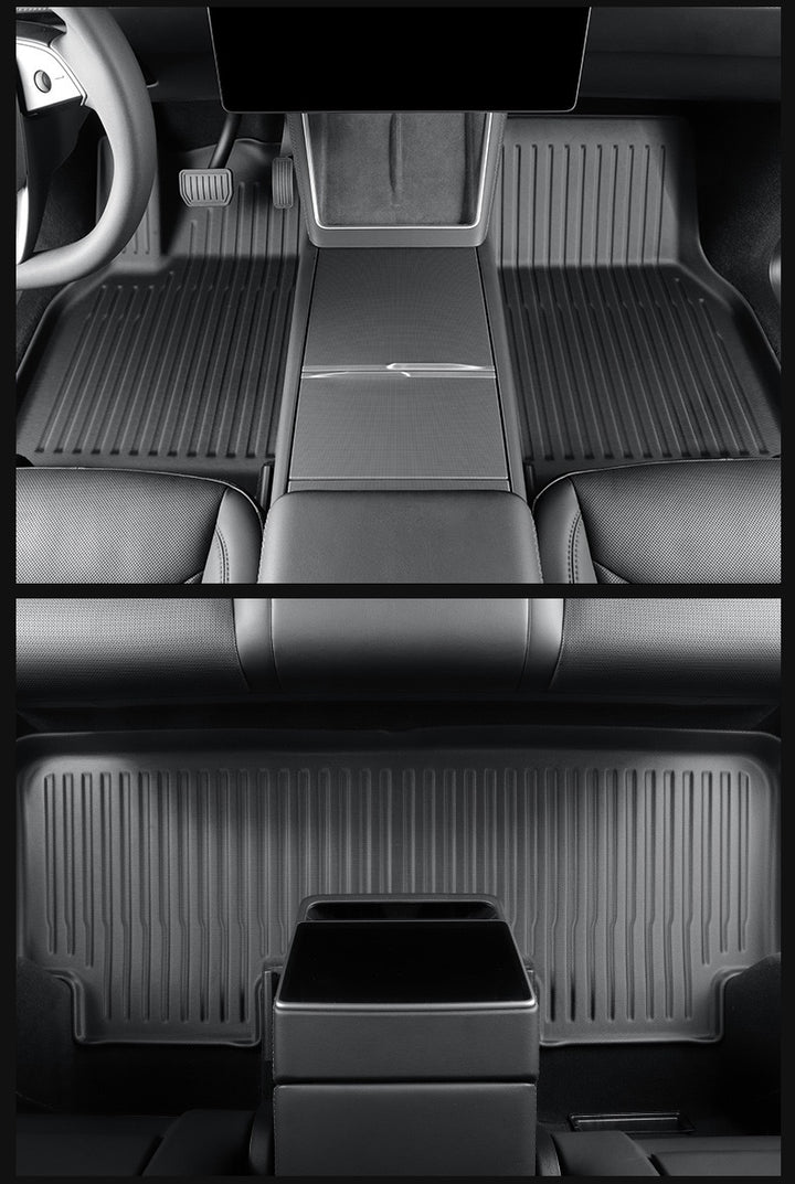 2025 Tesla Model Y All-Weather TPE Floor Mats and Trunk Mat Set - Suitable for both left and right drive, providing comprehensive interior protection
