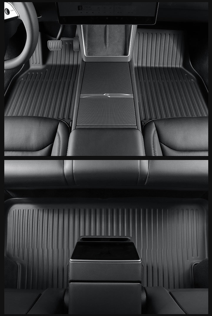 2025 Tesla Model Y All-Weather TPE Floor Mats and Trunk Mat Set - Suitable for both left and right drive, providing comprehensive interior protection