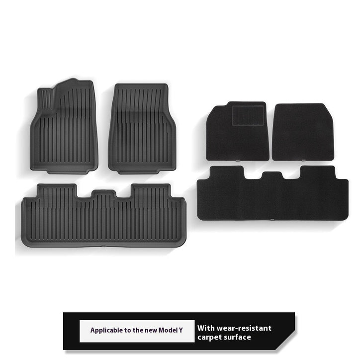 2025 Tesla Model Y All-Weather TPE Floor Mats and Trunk Mat Set - Suitable for both left and right drive, providing comprehensive interior protection
